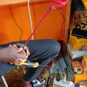 Multi-purpose electrical hand mixer, used for both mixing of liquid and bar soap production